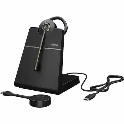 Front. Jabra - Jabra Engage 55 SE Headset - Microsoft Teams Certification - Mono - USB Type A - Wired/Wireless - DECT - 490 ft - 40 Hz - Black.