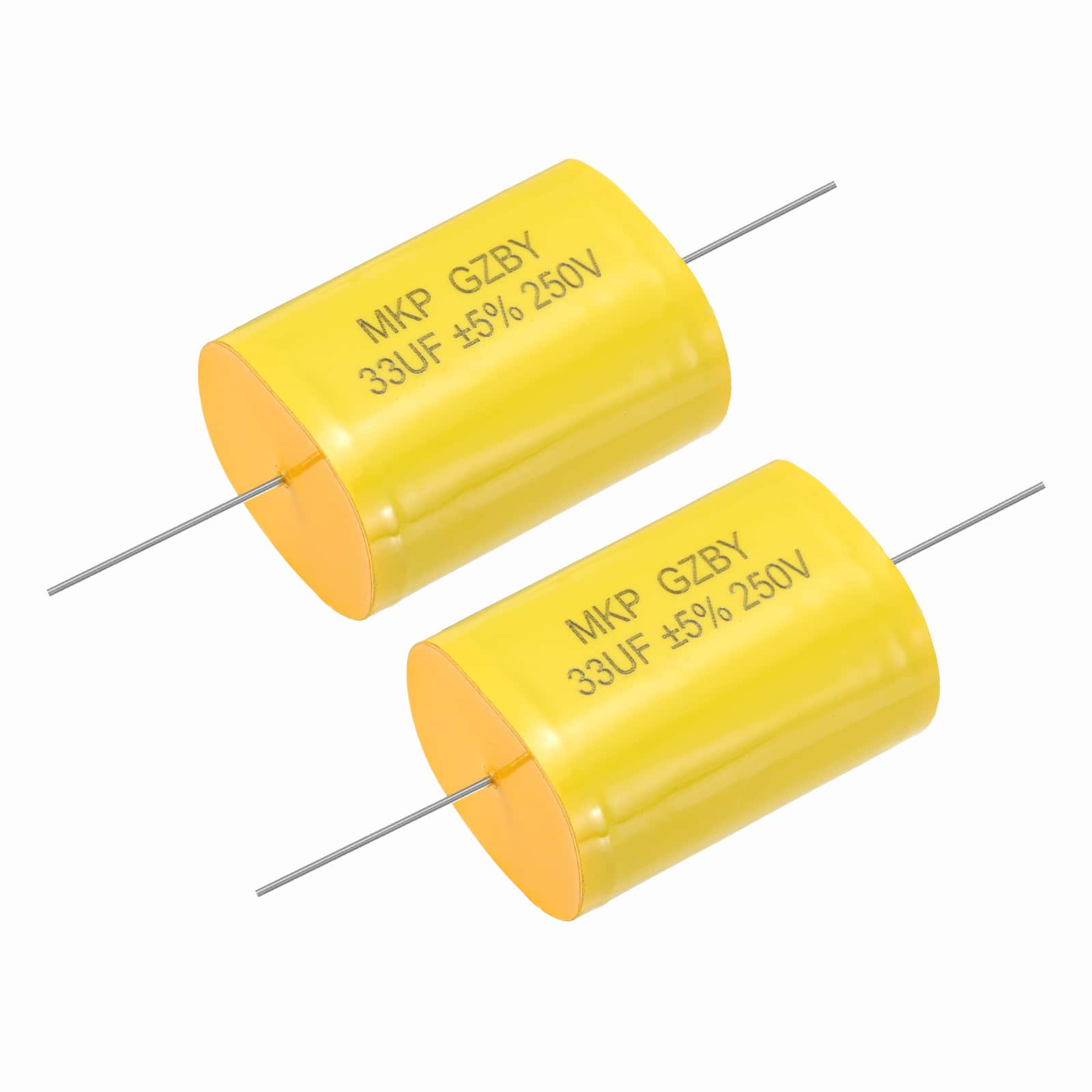 Unique Bargains - 2pcs 33uF Frequency Divider Capacitor, 250V Audio Speaker Crossover Non-Polarity Polypropylene MKP Film Capacitor - Yellow price history on PriceWatchPro