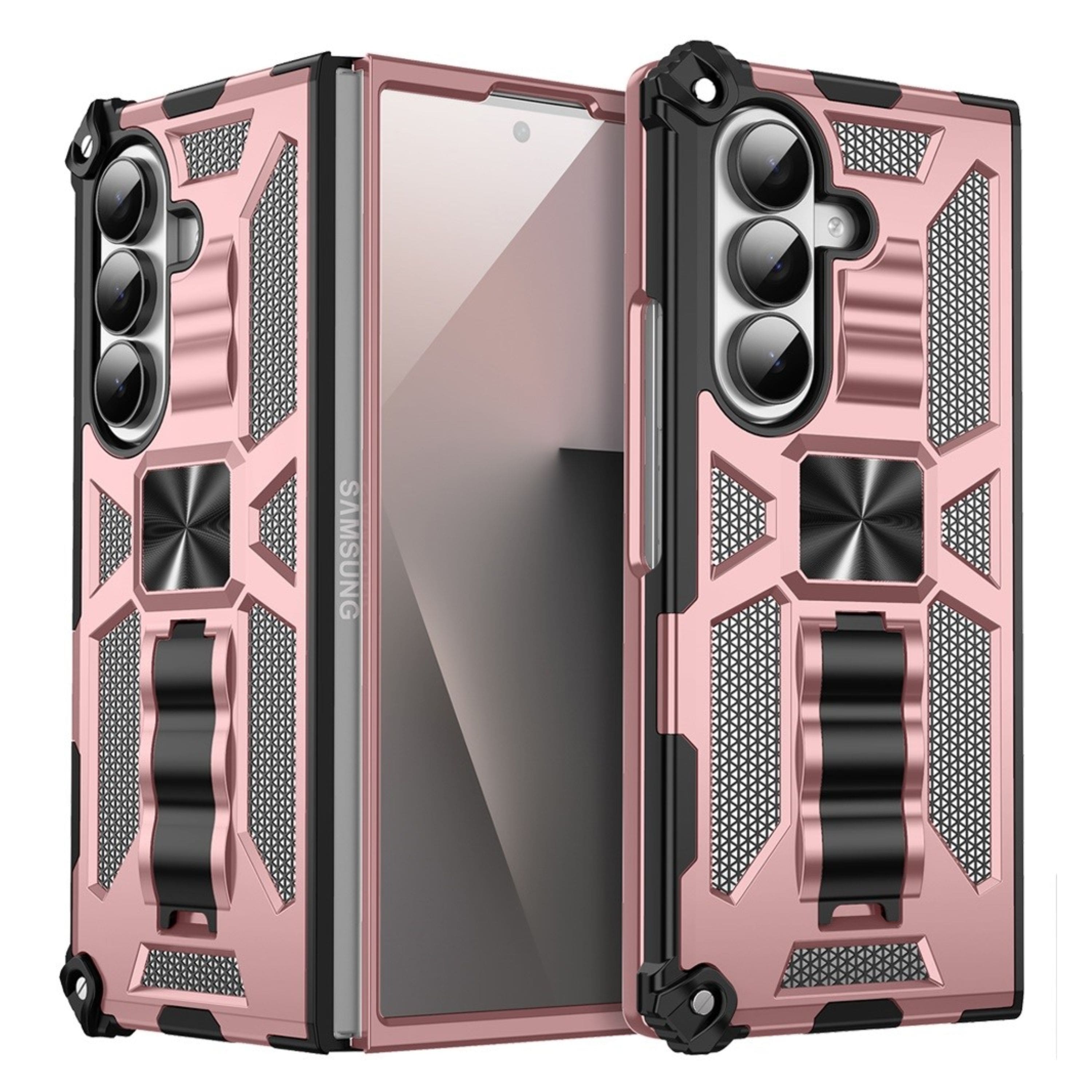 Kitcheniva - Shockproof Case With Stand Metal Plate Tempered Glass For Samsung Galaxy Z Fold7 - Rose Gold price history on PriceWatchPro
