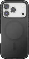 Front. PopSockets - MagSafe PopCase for Apple iPhone 17 Pro Case - Black Translucent.