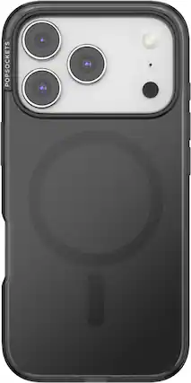 Front. PopSockets - MagSafe PopCase for Apple iPhone 17 Pro Case - Black Translucent.
