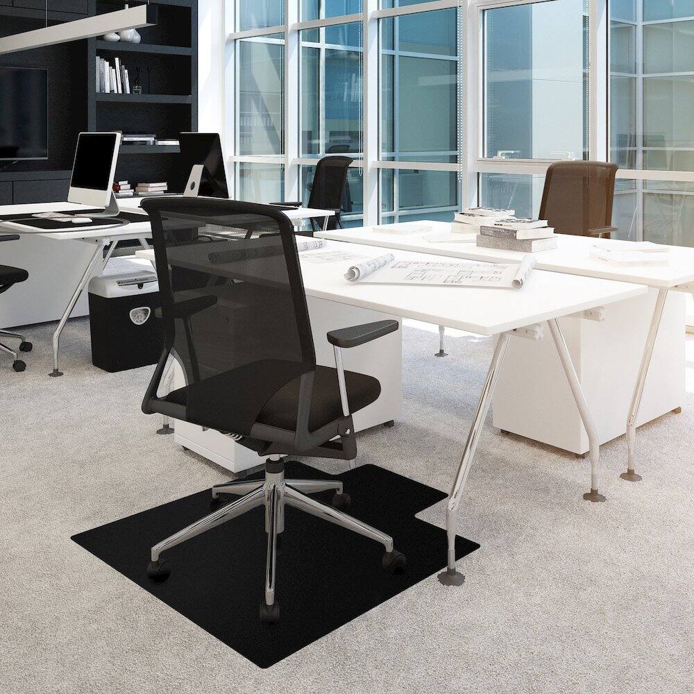Alt View 1. Floortex - Black Vinyl Lipped Chair Mat for Carpets - 45" x 53" - Black.