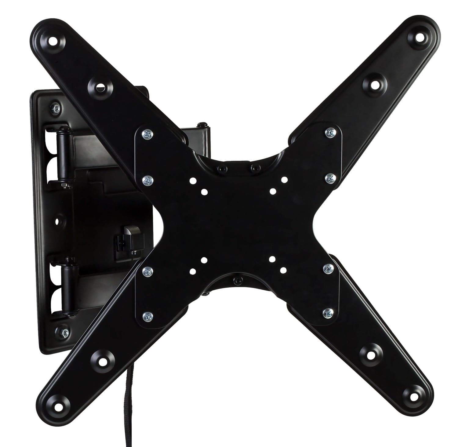 Angle. Mount-It! - Locking RV & Trailer Full-Motion TV Wall Mount for 32–55″ TVs, 77 lb, Detachable VESA - Black.