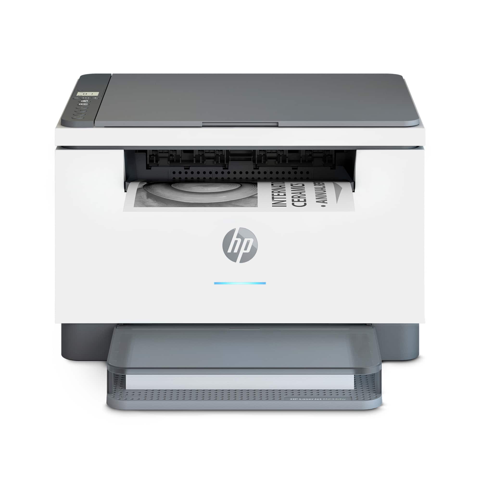 HP - LaserJet M234dw Wireless AI-Enabled Black-and-White Laser Printer - White & Slate - Front_Zoom
