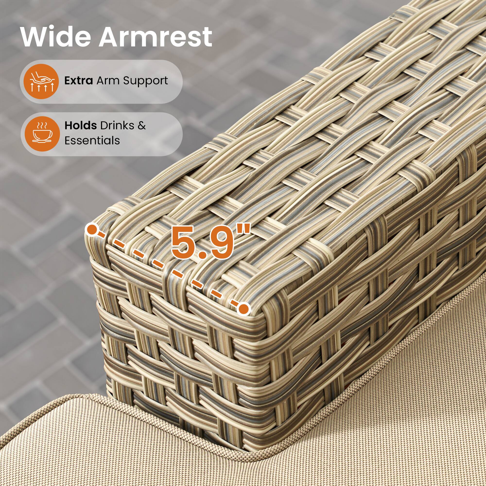 Wide Armrest Extra Arm Support | Holds Drinks & Essentials 5.9"