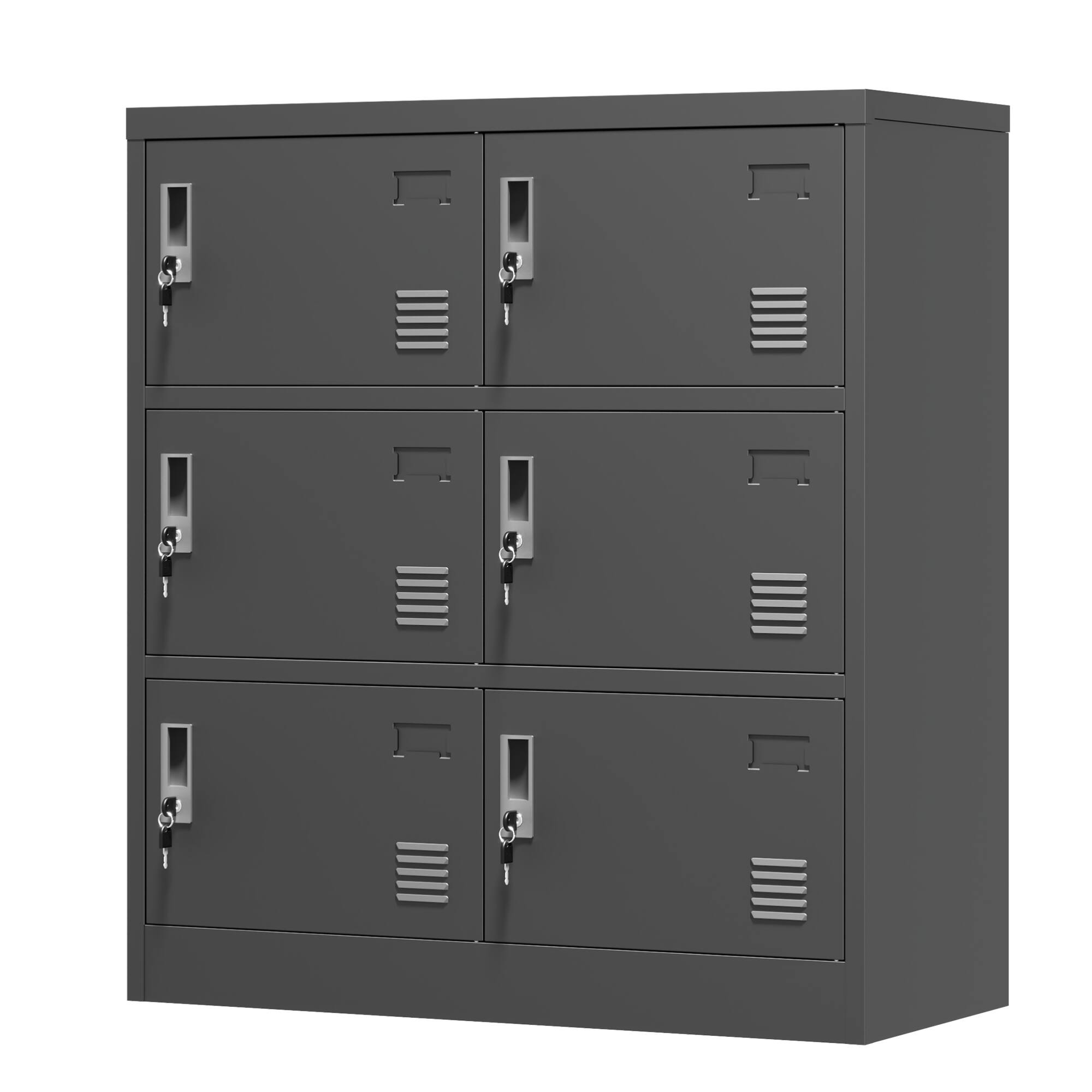 Alt View 2. GOODSILO - Six-Door Metal Storage Locker with Individual Locks for Office, Gym, and School Use - Secure Organization Solution - Black.
