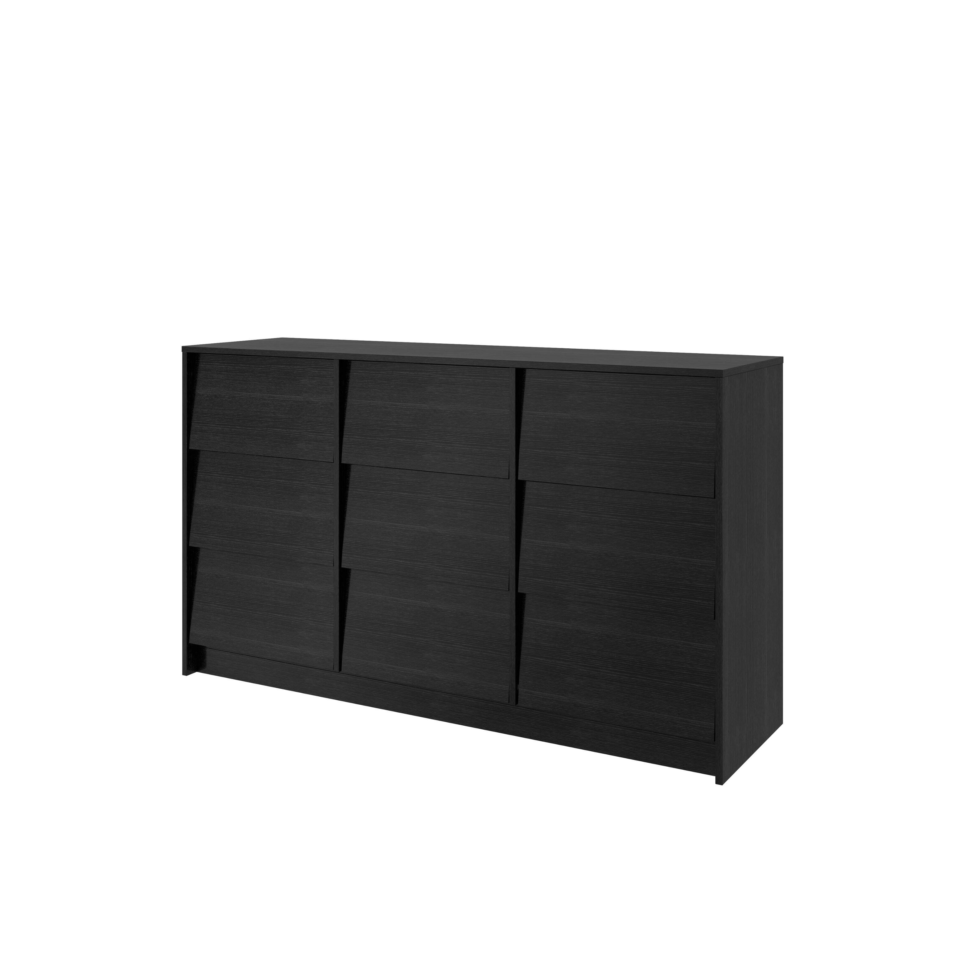 Alt View 1. Famapy - Modern 9-Drawer Dresser for Bedroom, Wide Chest of Drawers with Textured Fronts & Metal Glides - Black.