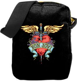 PopMarket - Bon Jovi - Rocksax - Bon Jovi - Dagger Logo - Crossbody Bag with Stash Pockets (Black) - Multicolor