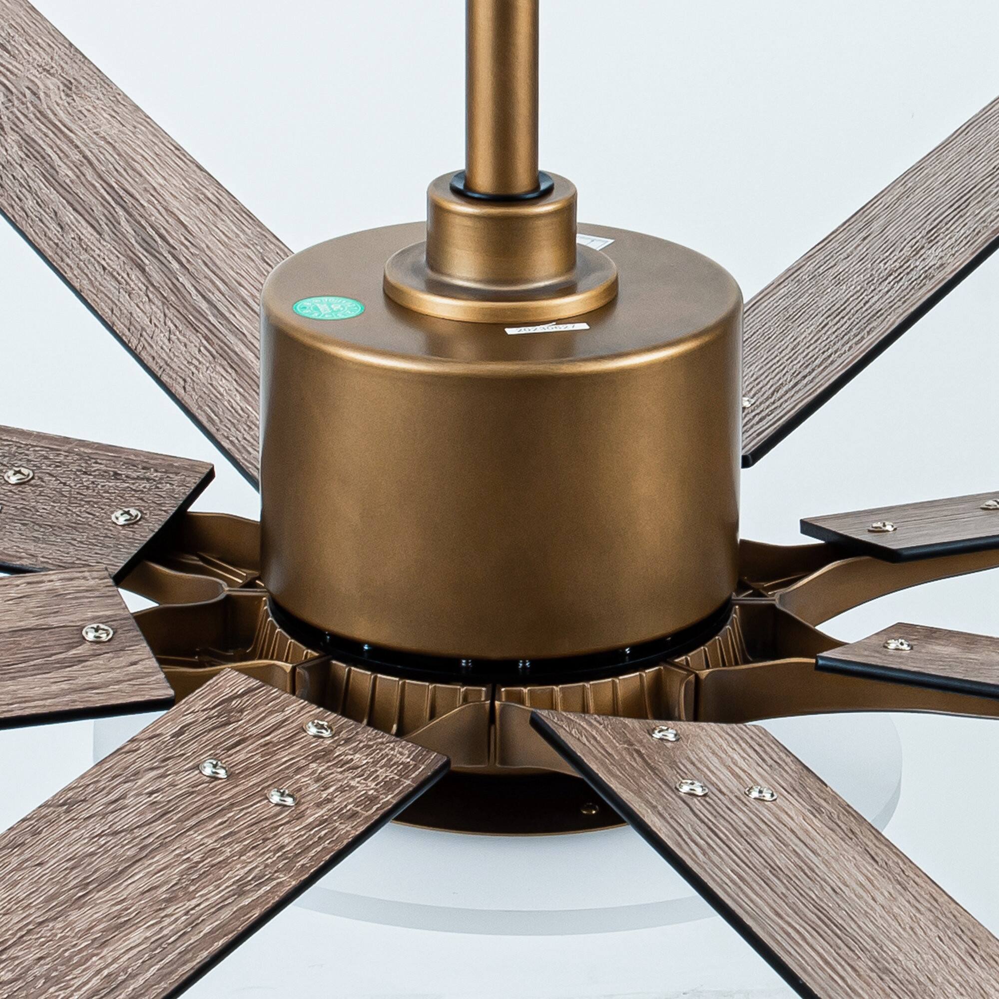 Alt View 9. Parrot Uncle - 65" Indoor Ceiling Fan with Remote and Reversible DC Motor - Antique Gold.
