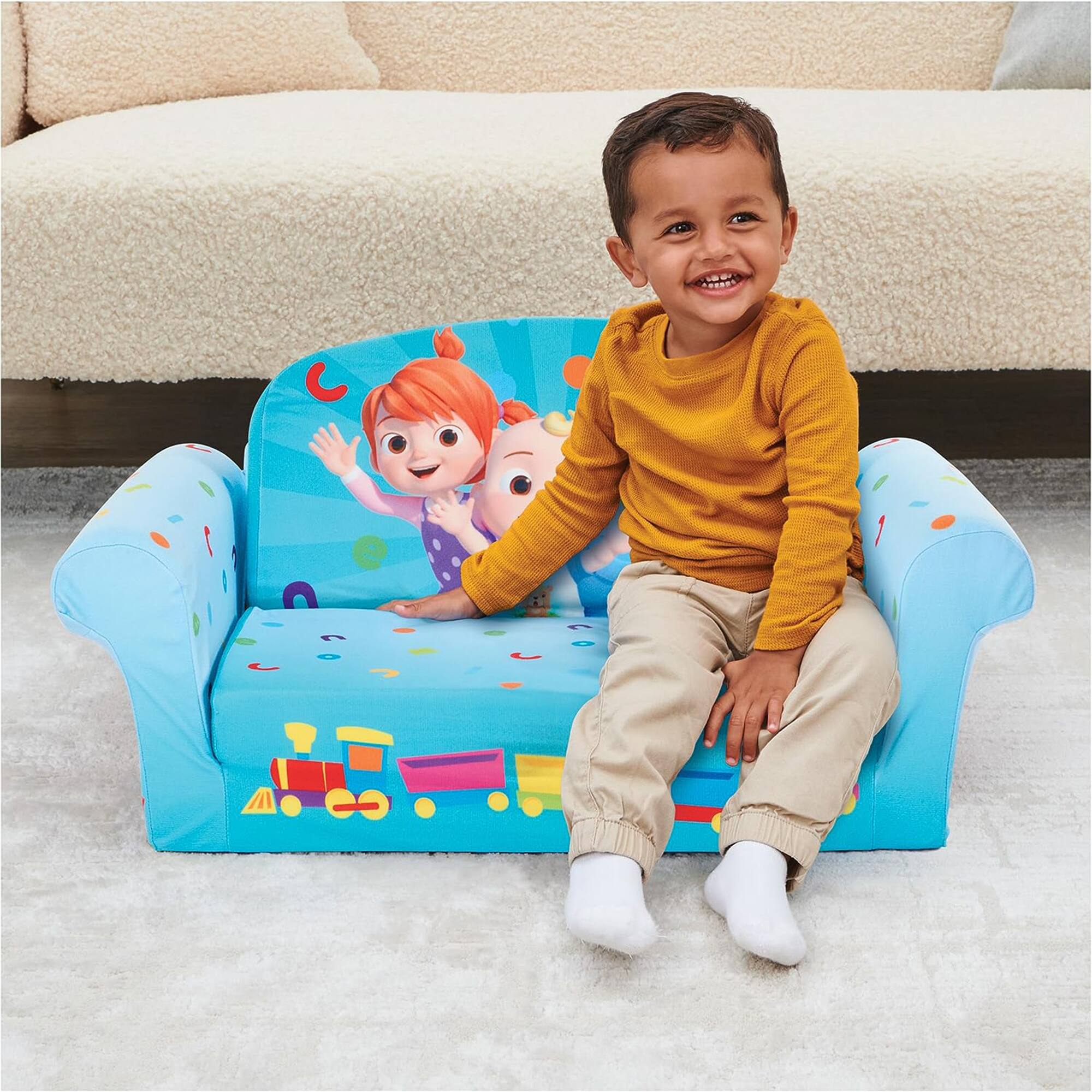 Alt View 3. Marshmallow Furniture - Marshmallow Furniture Kids 2-in-1 Flip Open Foam Compress Sofa Bed, Cocomelon - Cocomelon.