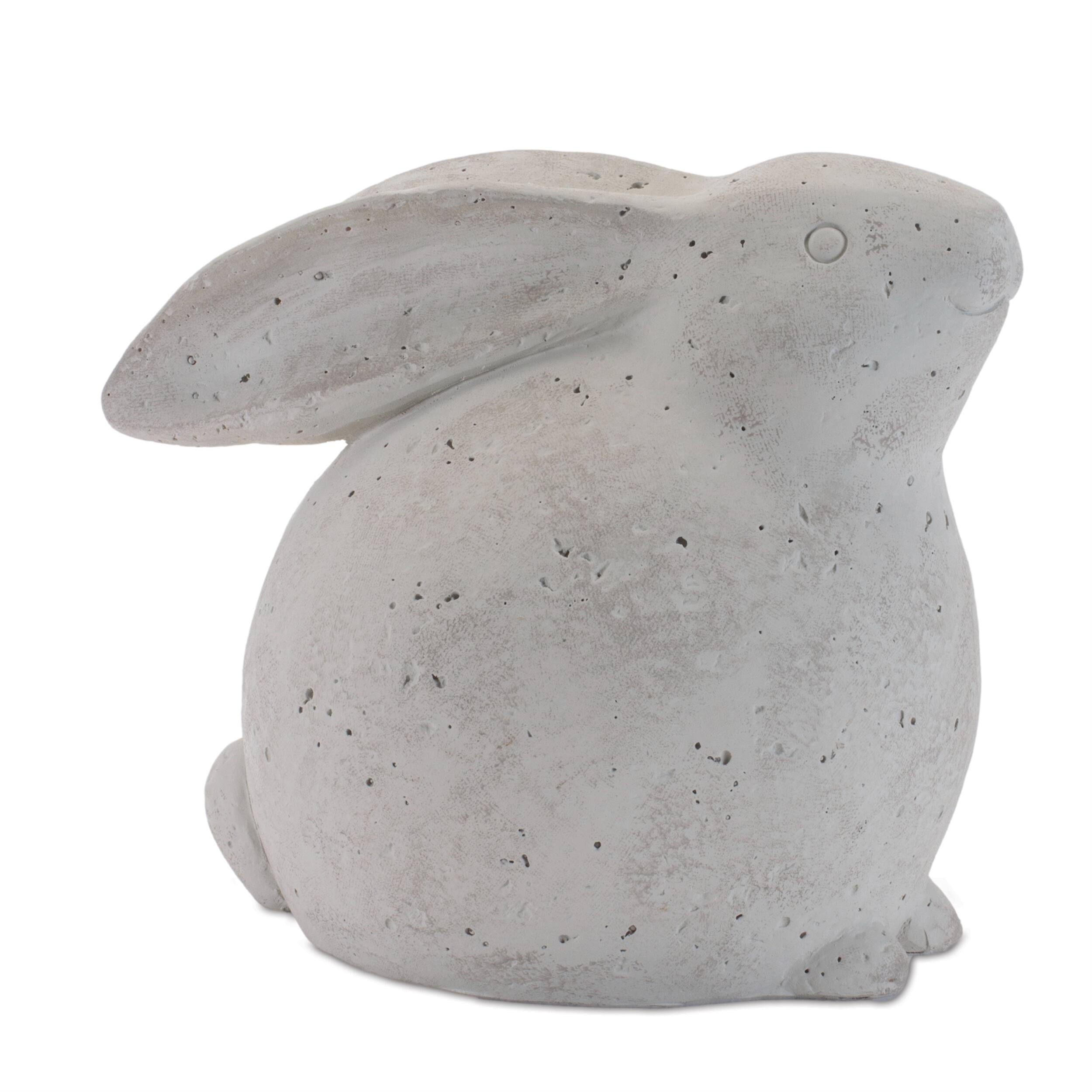 Left. BreeBe - Distressed Bunny Figurine (Set of 2) - Gray.
