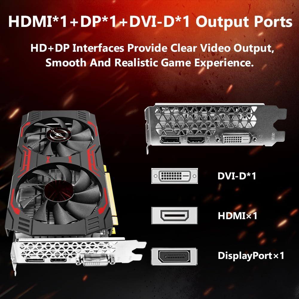 HDMI*1 + DP*1 + DVI-D*1 Output Ports

HD+DP Interfaces Provide Clear Video Output, Smooth And Realistic Game Experience.

- DVI-D*1
- HDMI×1
- DisplayPort×1