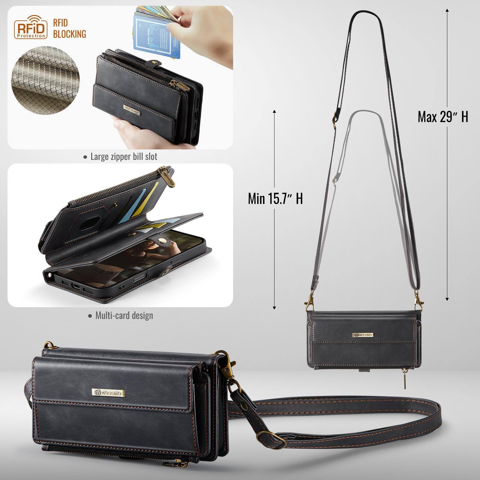 RFID Protection BLOCKING

- Large zipper bill slot
- Multi-card design

Max 29" H
Min 15.7" H