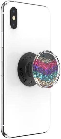 Left. PopSockets - PopSockets Luxe Glitter Phone Grip Stand Tidepool Chevron PopGrip - Multicolored.