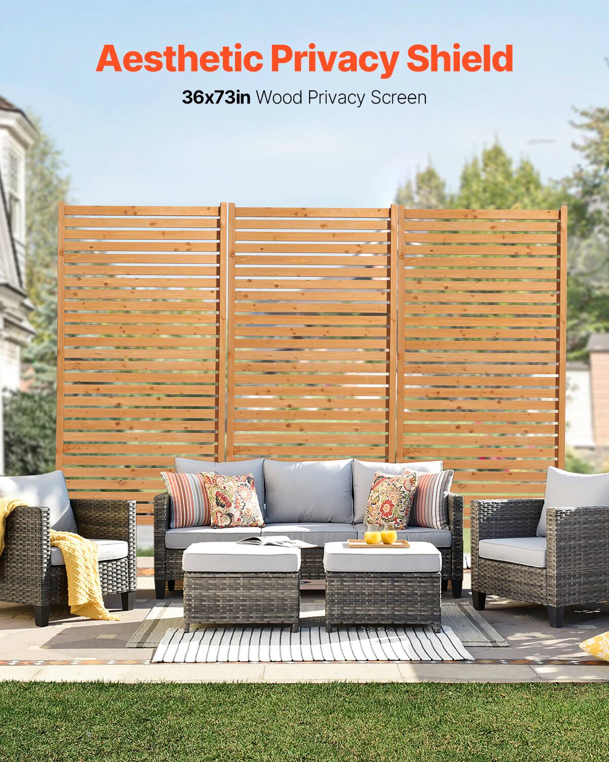 Aesthetic Privacy Shield  
36x73in Wood Privacy Screen