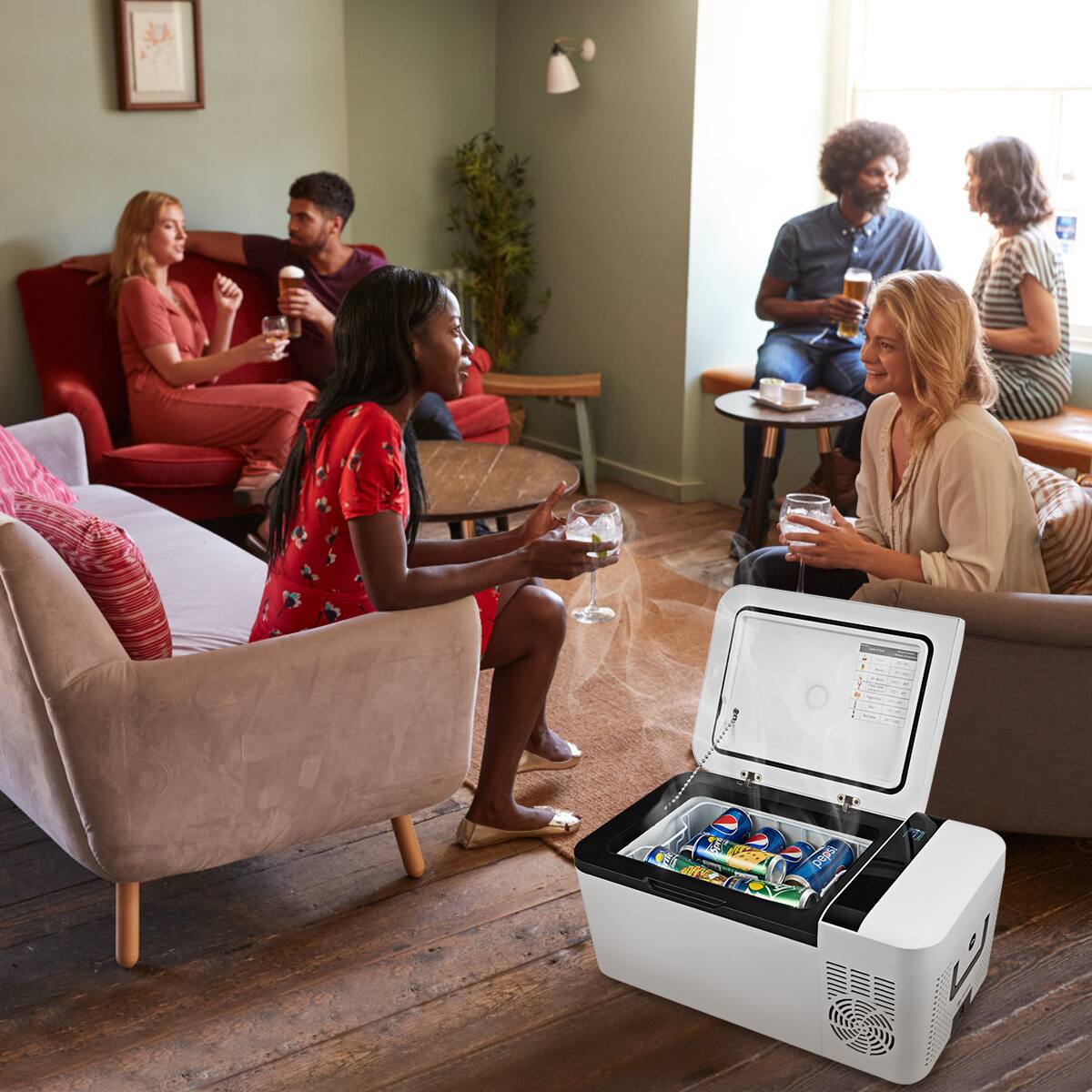 Alt View 13. Costway - 16 Quart Portable Car Refrigerator Mini Cooler/ Freezer Compressor Camping - White.