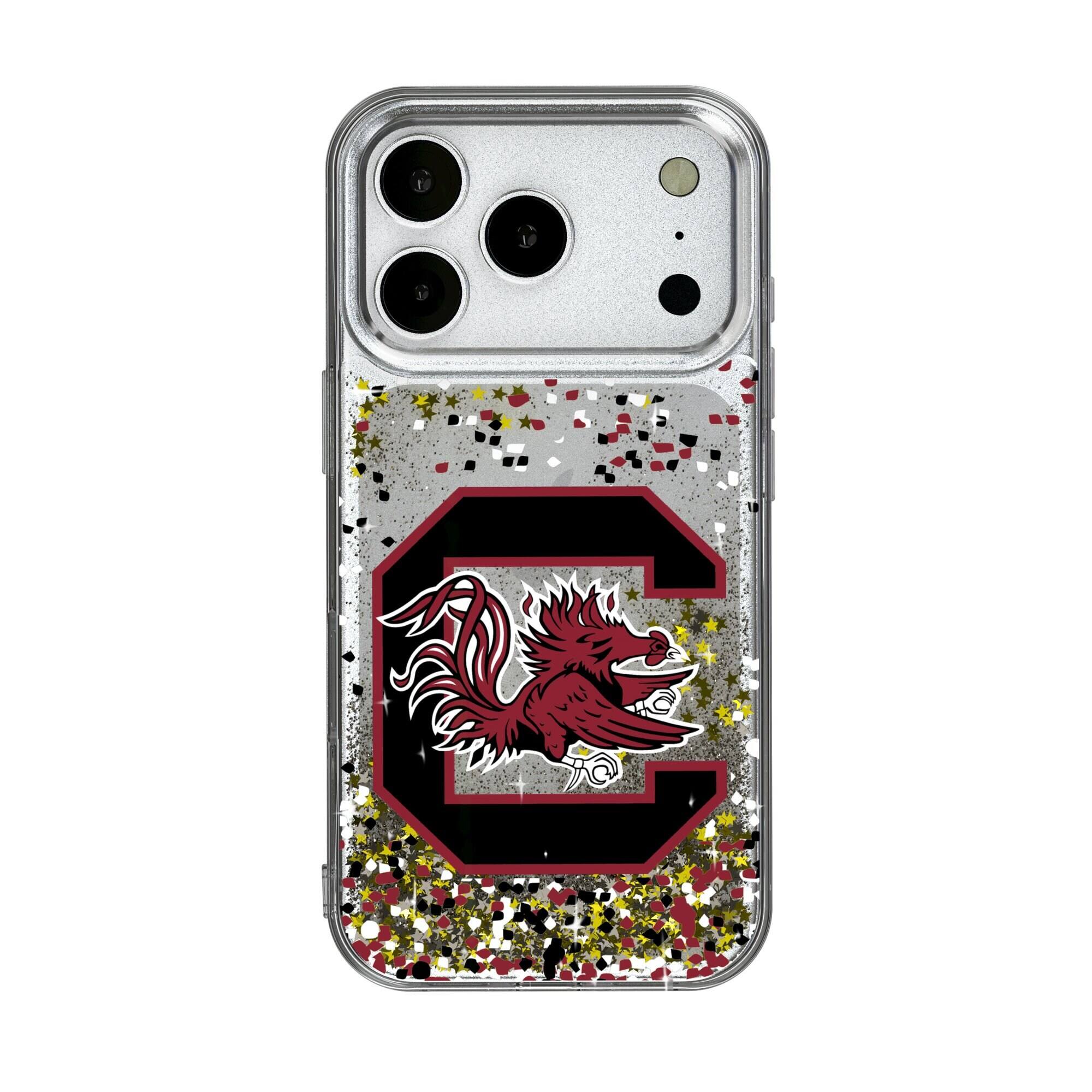 Front. Keyscaper - South Carolina Gamecocks iPhone Glitter Confetti Design Case - 13 Pro - Multicolor.