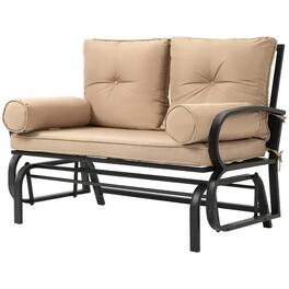 Hivvago - Outdoor Garden Patio Rocking Glider Chair Loveseat with Cushions - Tan Khaki
