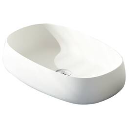 Elegant 23 inch Oval Vanity Sink Solid Surface Countertop Bathroom Basin