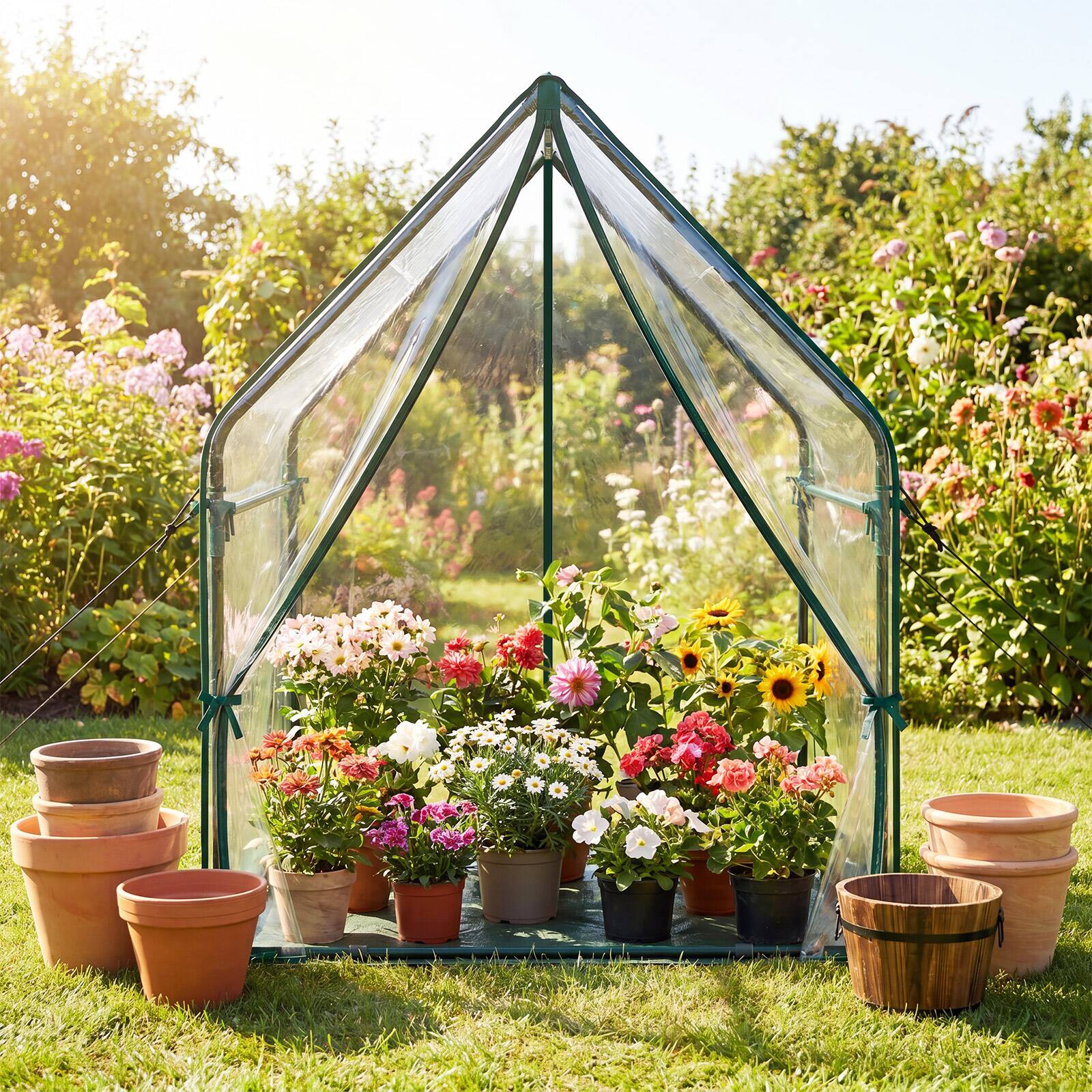 Alt View 1. Costway - Costway Mini Green House with Waterproof Bottom Mat, Outdoor Portable Green House - Clear.