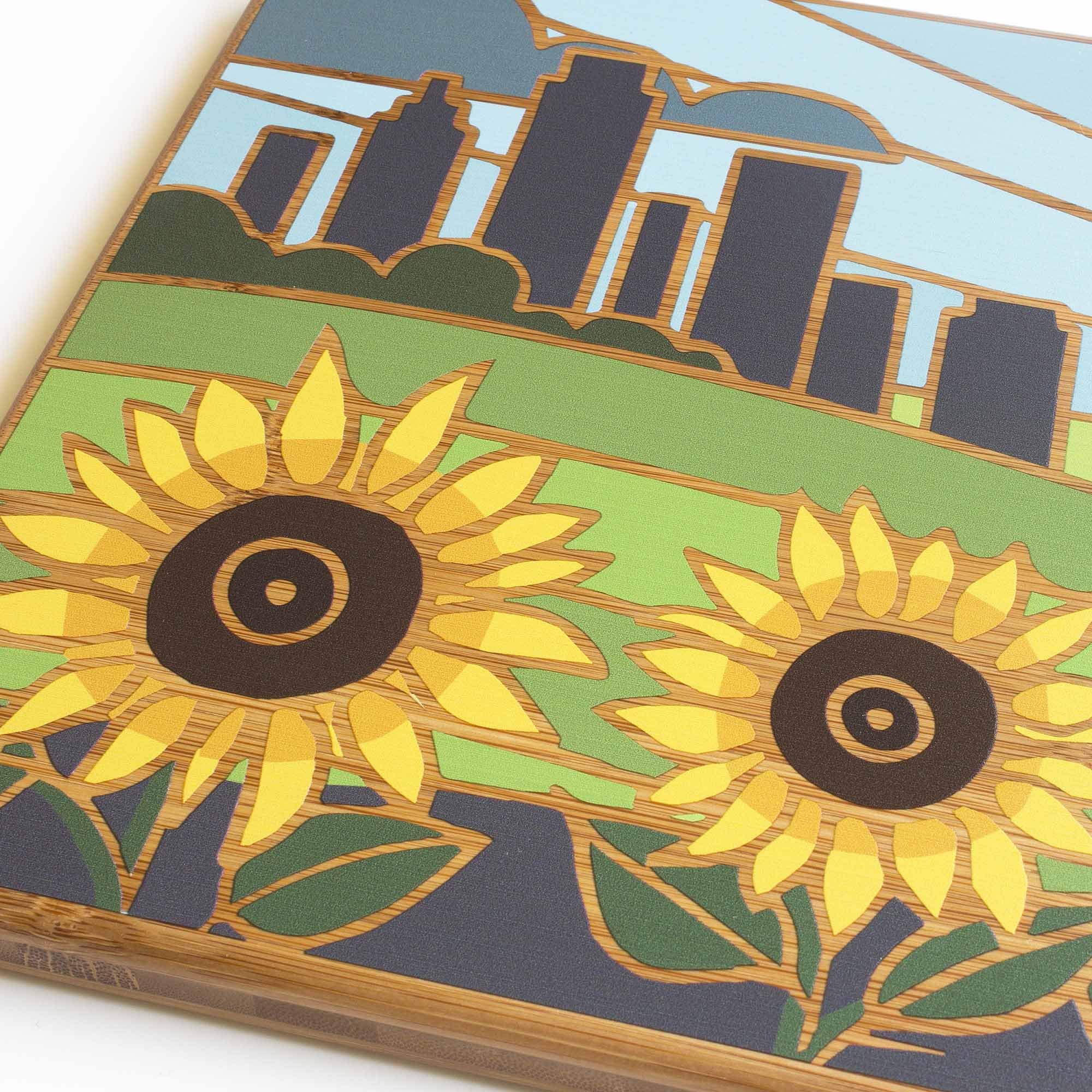 Alt View 2. Totally Bamboo - Kansas Cutting Board with Artwork by Summer Stokes.