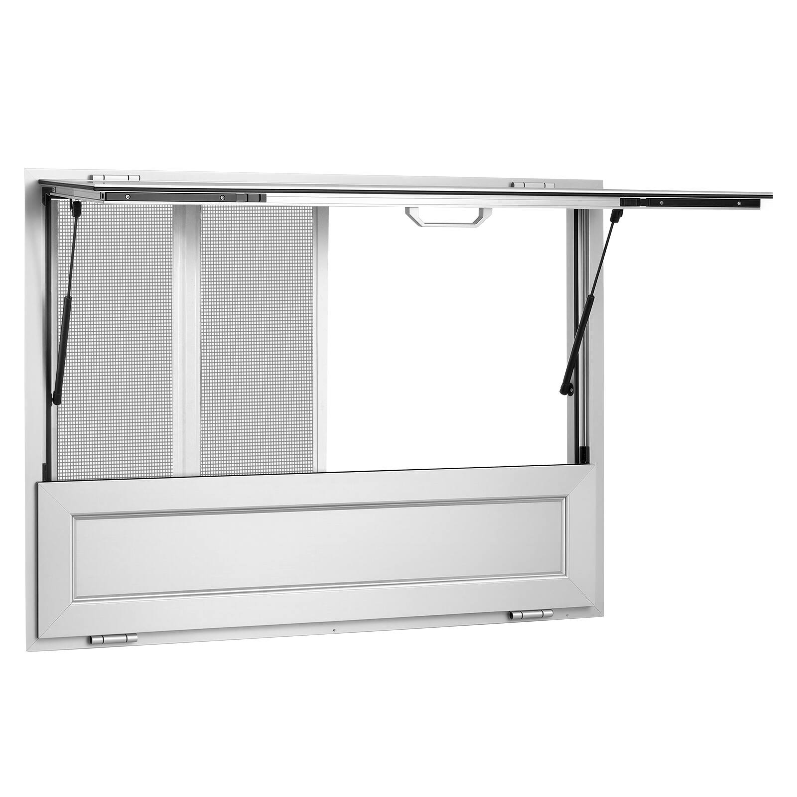 Alt View 5. VEVOR - Concession Window Folding Shelf 48x36in Aluminum Alloy Service Window, for Food Truck, Up to 85 Degrees, with 4 Sliding - White.