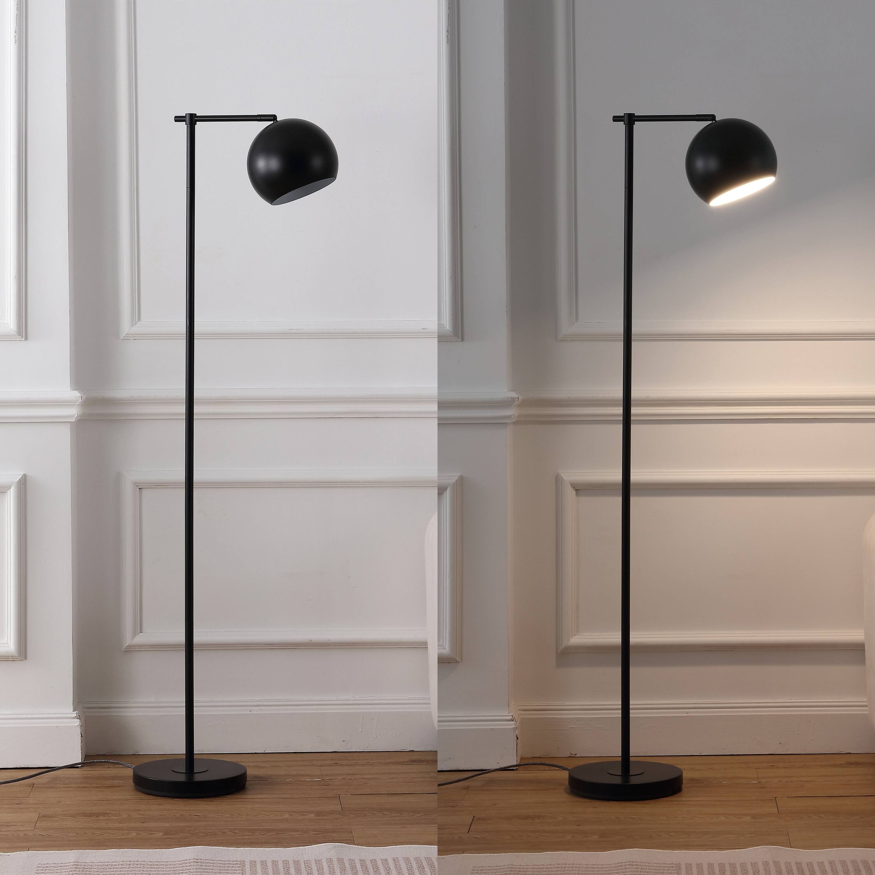 Alt View 3. Jonathan Y - Eva 58.5" Modern Contemporary LED Floor Lamp with Metal Globe Shade, Black - Black.