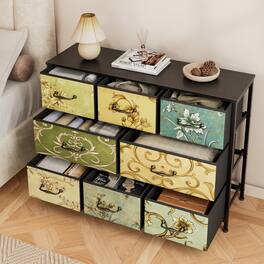 Furologee - 8Drawer Fabric Dresser with Wood Top Storage Chest - Multicolored