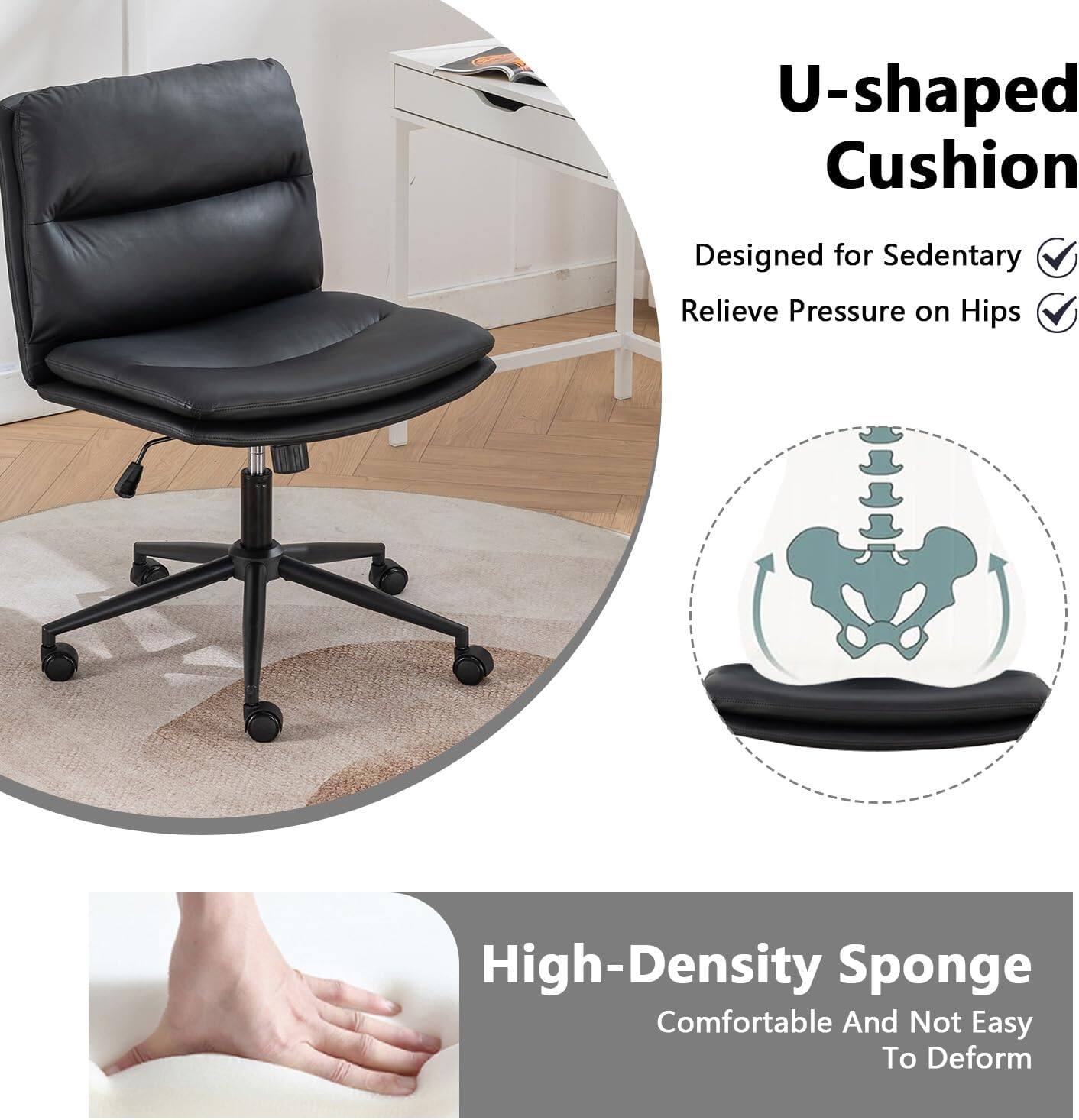 U-shaped Cushion  
- Designed for Sedentary  
- Relieve Pressure on Hips  

High-Density Sponge  
- Comfortable And Not Easy To Deform