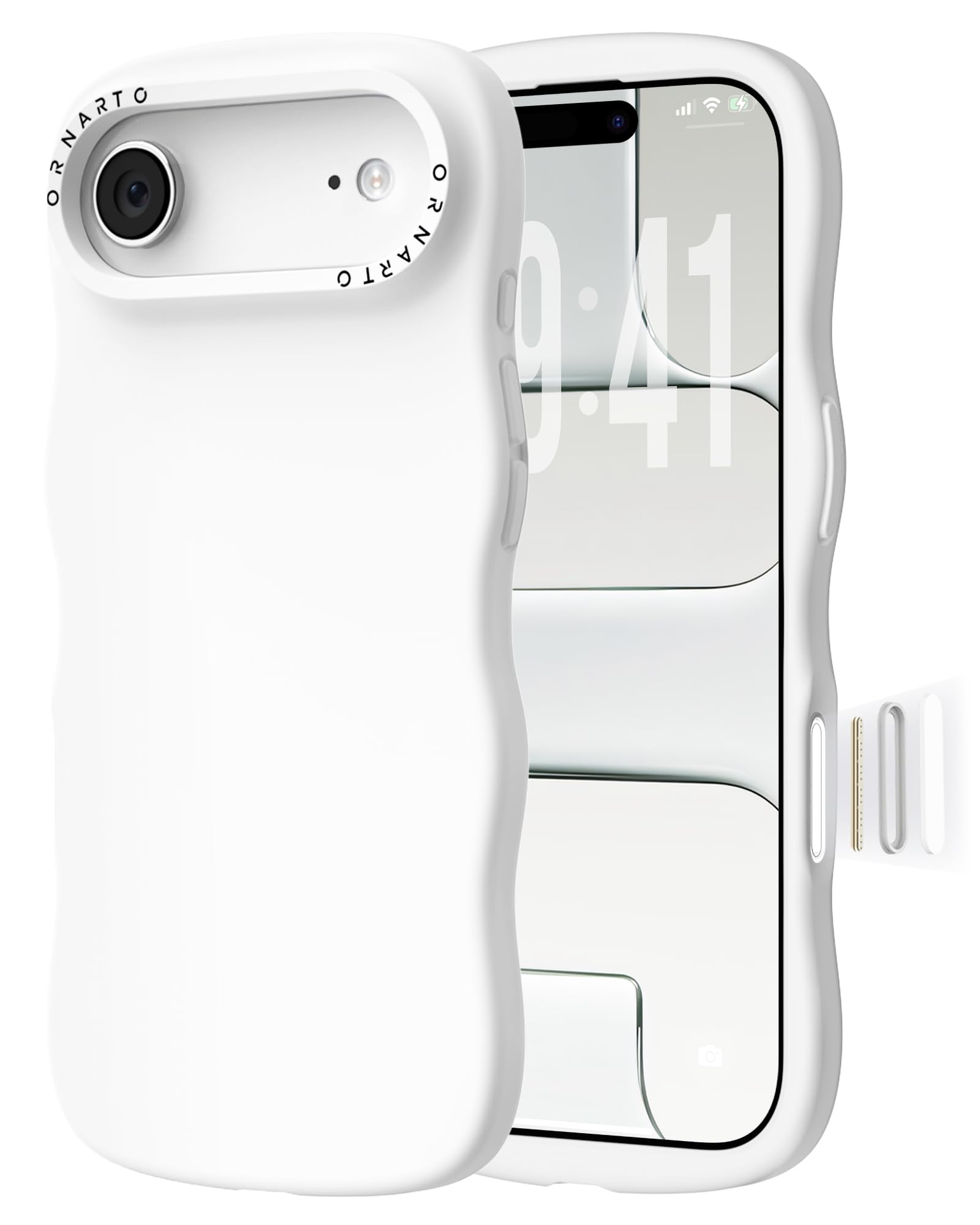 Ornarto - for iPhone Air Case 6.5", Wavy Liquid Silicone Protection Case with Camera Control Button - White