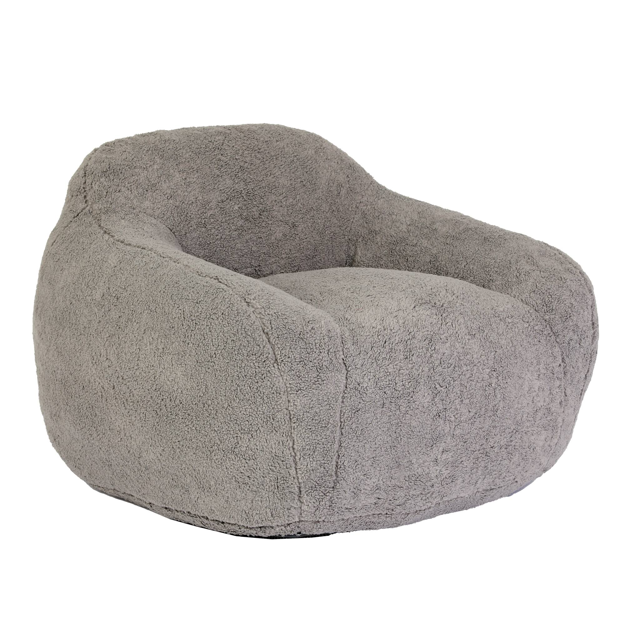 Alt View 5. GOODSILO - Giant Memory Foam Filled Bean Bag Sofa with Armrests for Adults, Spacious Faux Fur Lounger for Living Room and Bedroom - Light Gray.