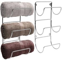 Sorbus - Towel Holder for Bathroom Wall - 12 Level Wall Mounted Towel Rack Shelves for Rolled Bath Towels, Washcloths - Silver