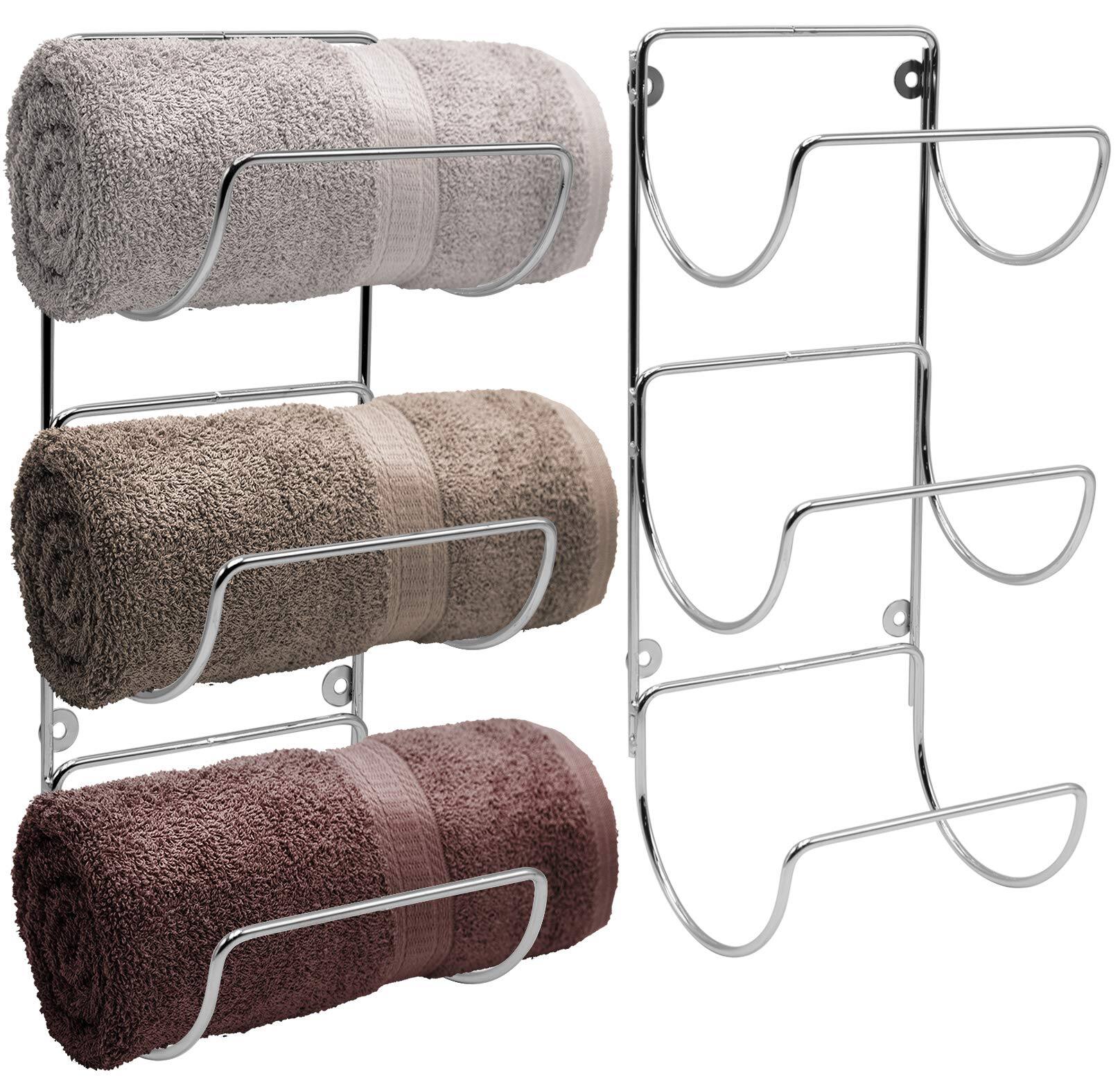 Front. Sorbus - Sorbus Towel Holder for Bathroom Wall - 12 Level Wall Mounted Towel Rack Shelves for Rolled Bath Towels, Washcloths - Silver.