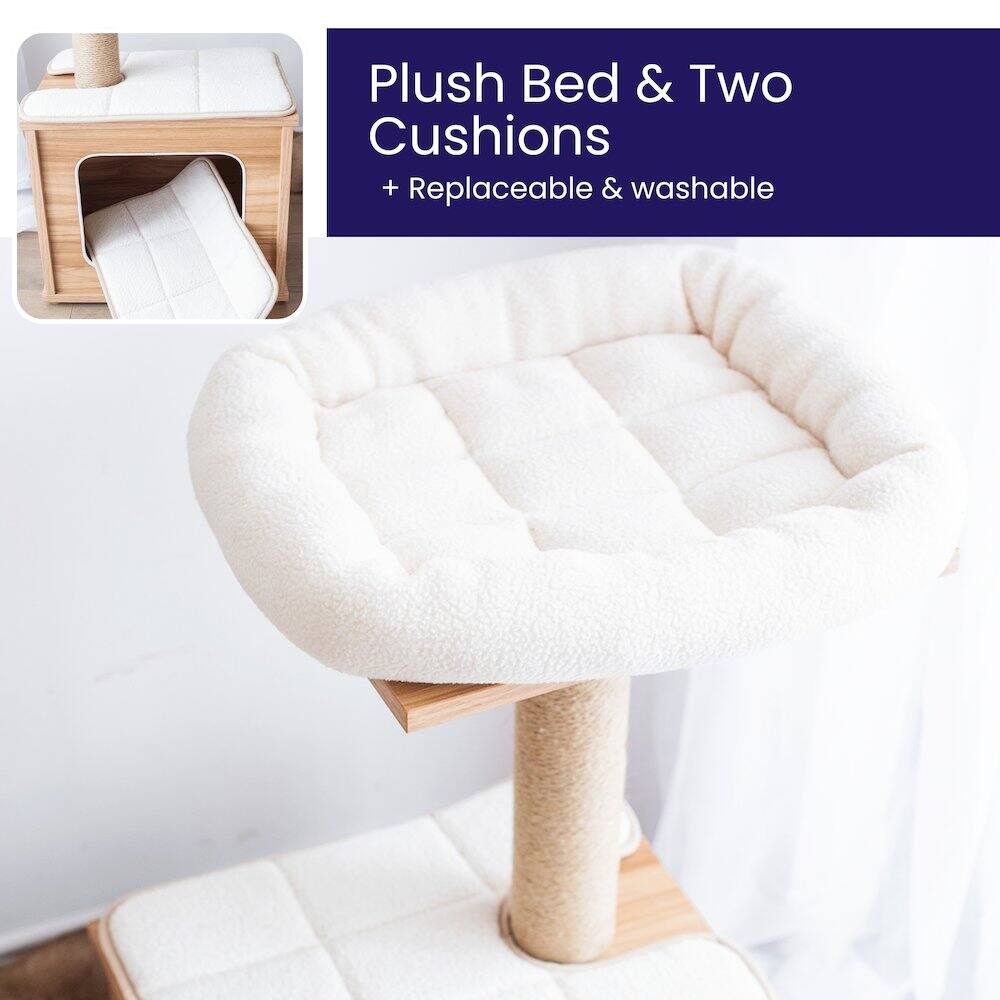 Plush Bed & Two Cushions  
+ Replaceable & washable