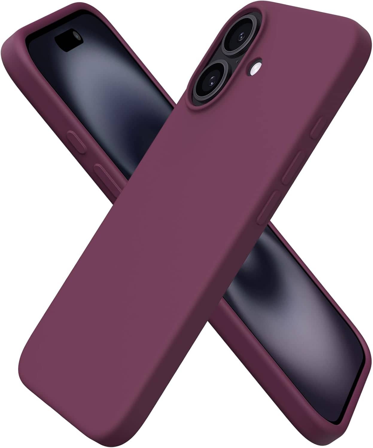 Ornarto - Compatible with iPhone 16 Case 6.1", Liquid Silicone 3 Layers Full Covered Protective Cover - Wine Red