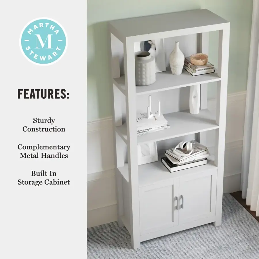 MARTHA STEWART FEATURES: Sturdy Construction, Complementary Metal Handles, Built-In Storage Cabinet.