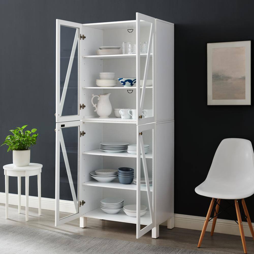 Alt View 8. Crosley Furniture - Cassai Tall Kitchen Storage Pantry - 2 Stackable Pantries - White.