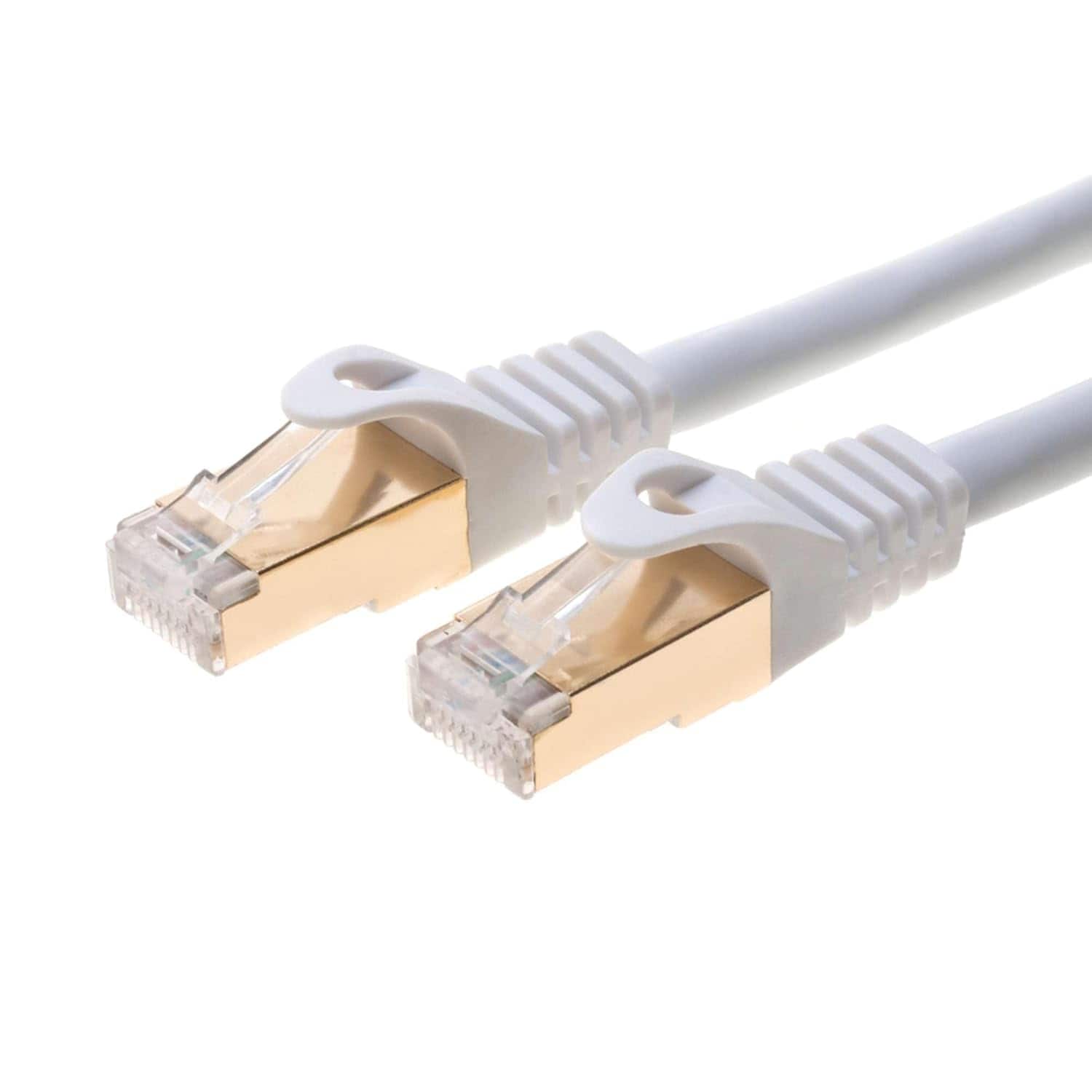 Cables Direct Online - Cat7 S/FTP Copper Ethernet Cable 10Gbps 600MHz Shielded RJ45 LAN Patch Cord for Gaming, Streaming & Networking, 50ft - White