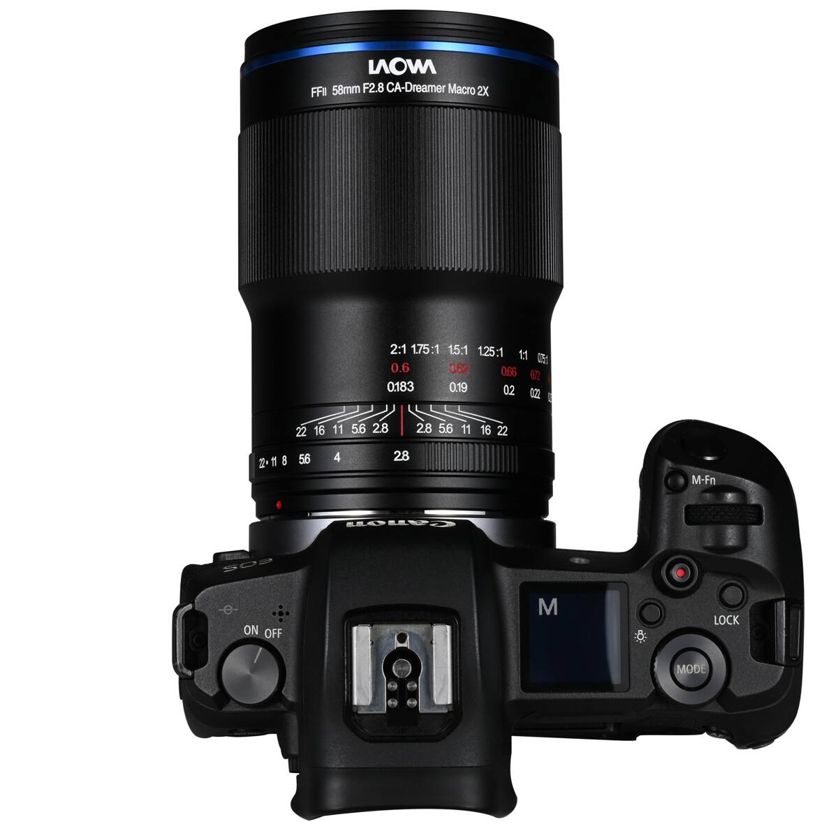 MOVI FFI 58mm F2.8 CA-Dreamer Macro 2X  
2:1 1.75:1 15:1 125:1  
11 0.6 062 0.66 u 0.183 0.19 02 022  
I 22 16 11 56 2.8 28 56 11 16 22  
2 1 8 56 4 28  
M-Fn Camen 500  
ON OFF M LOCK MODE