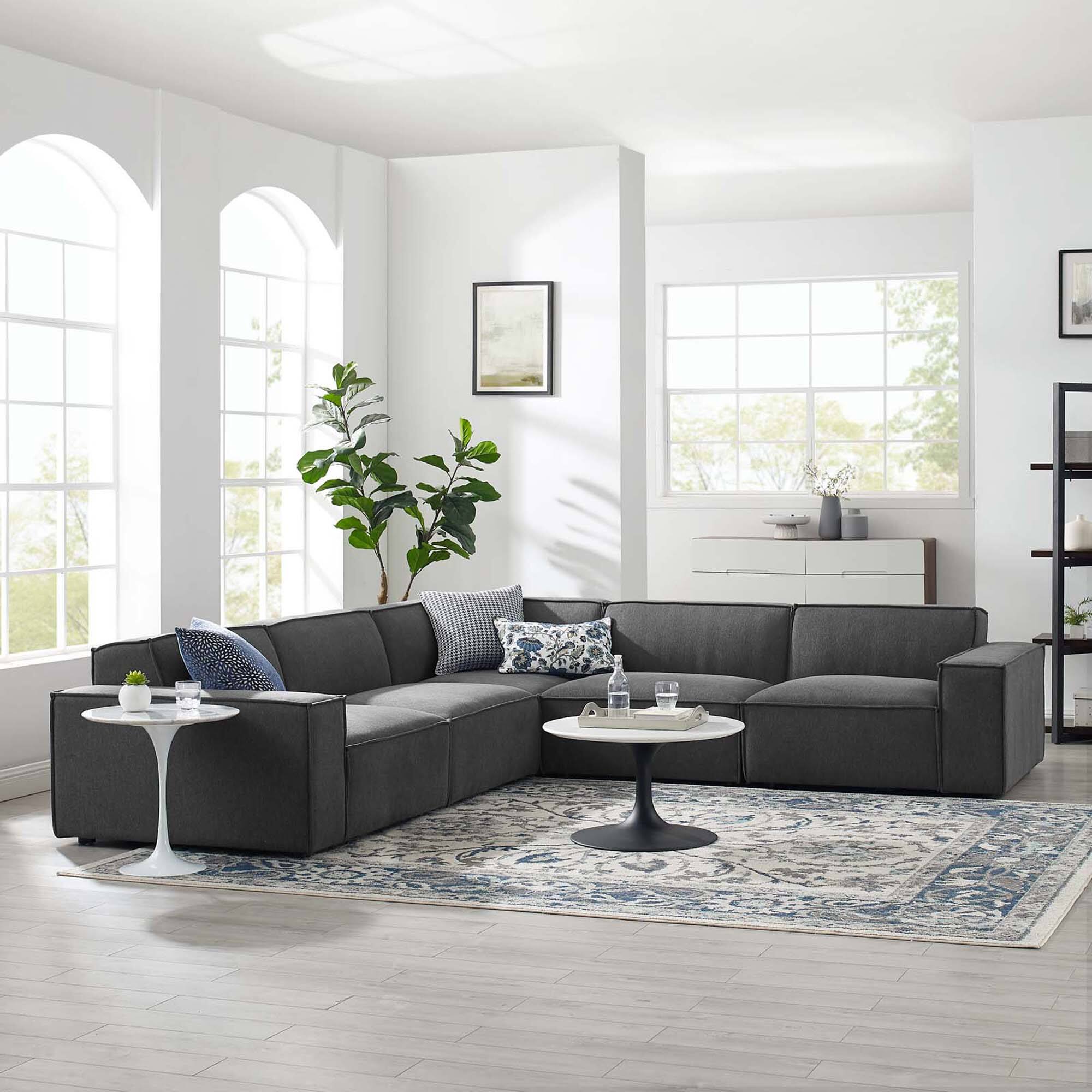 Alt View 7. Modway - Restore 5-Piece Sectional Sofa by Modway - Brown.