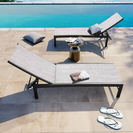 Crestlive Products - Outdoor Adjustable Aluminum Chaise Lounge Chairs (Set of 2) for Patio Pool Terrace - Earth
