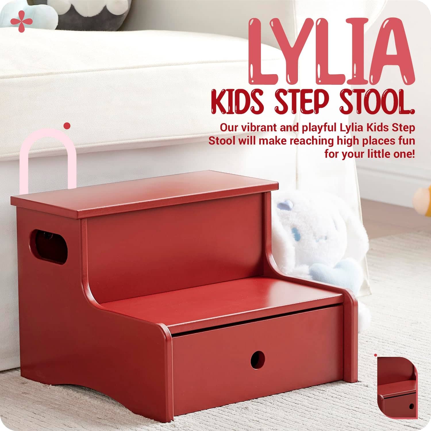 Kings Brand Furniture Wooden Toddler Step Stool for Kids with