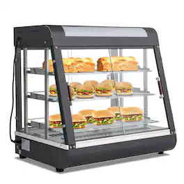 Winado - Electric 3 Tiers 26" Commercial Heat Food Pizza Warmer Display Case Restaurant - Black