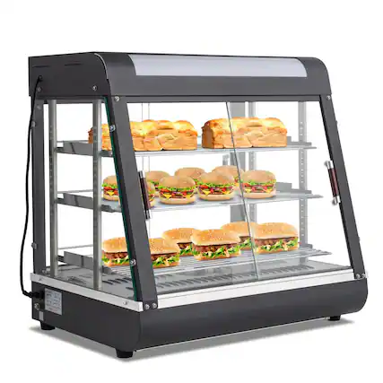 Front. Winado - Electric 3 Tiers 26" Commercial Heat Food Pizza Warmer Display Case Restaurant - Black.