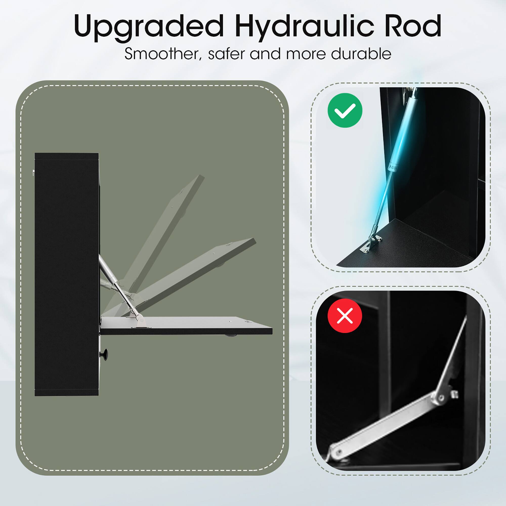 Upgraded Hydraulic Rod  
Smoother, safer and more durable