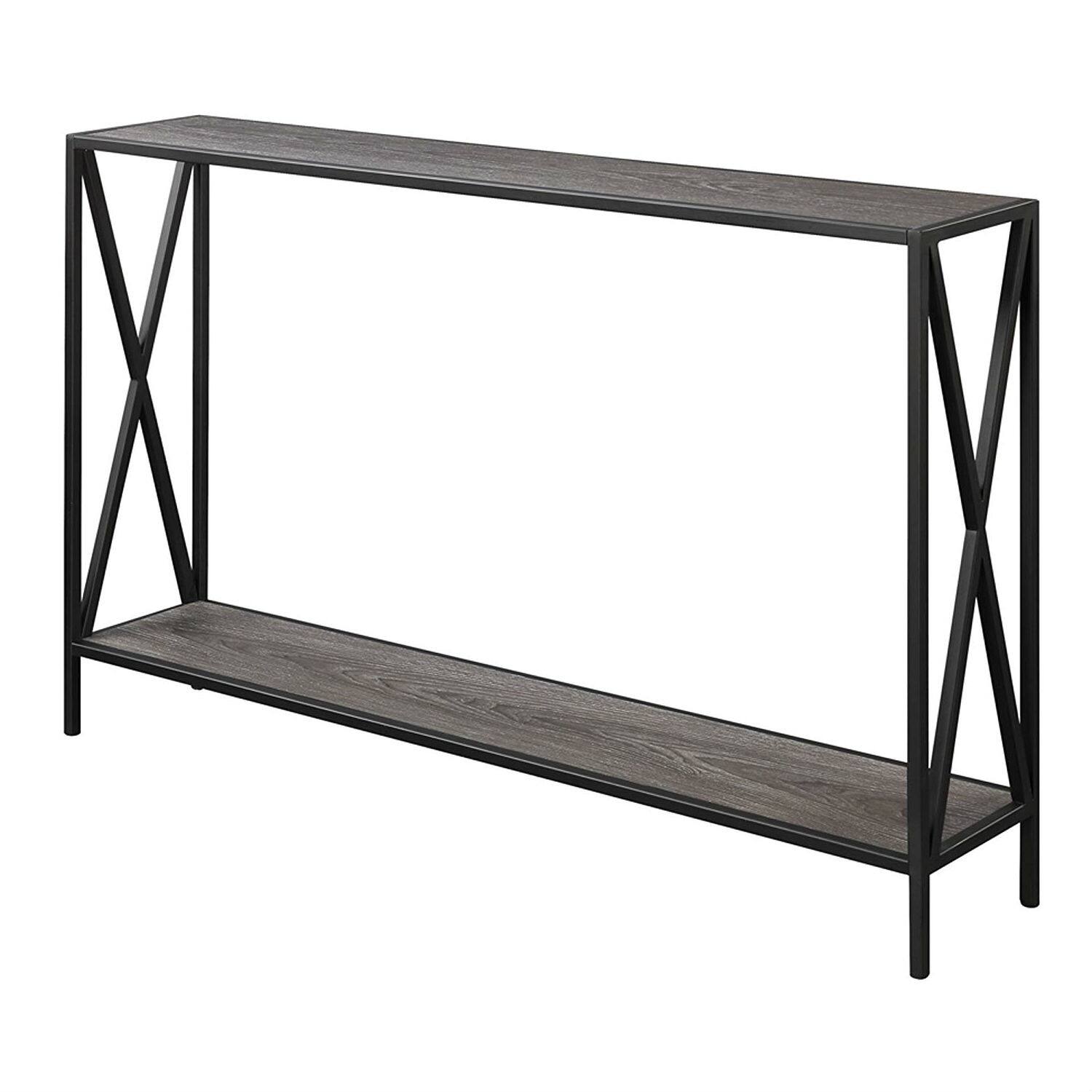 Left. SlickBlue - Entryway Console Table with Weathered Wood Top and Metal Frame - Grey.