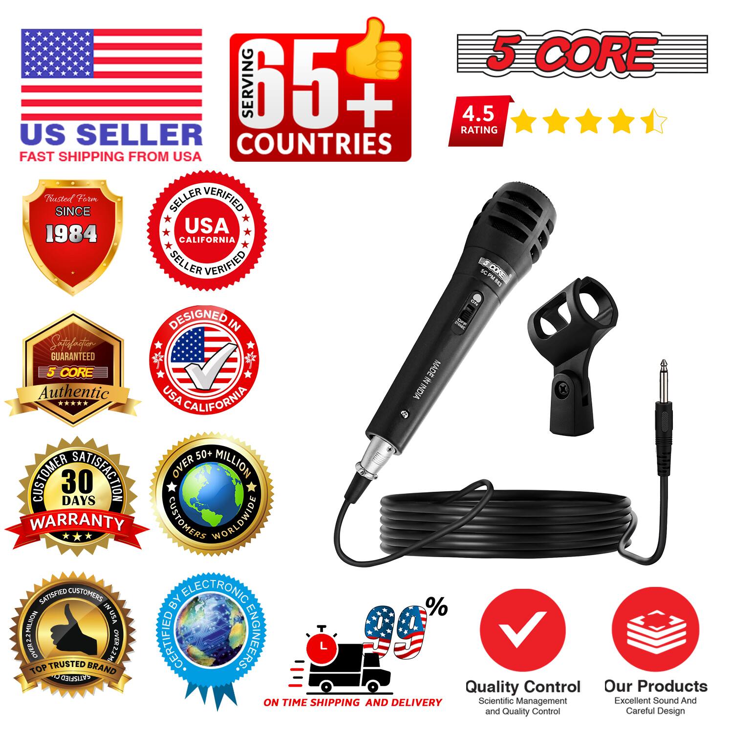 **US Seller**  
Fast Shipping from USA

**65+ Countries Served**  
4.5 Rating

**Trusted Since 1984**

**Seller Verified**  
USA California

**Designed in USA**

**5 Core**  
Authentic

**Customer Satisfaction**  
30 Days Warranty

**Over 50 Million Customers Worldwide**

**Satisfaction Guaranteed**

**Certified by Electronic Engineers**

**Top Trusted Brand**

**On Time Shipping and Delivery**

**Quality Control**  
Scientific Management and Quality Control

**Our Products**  
Excellent Sound and Careful Design