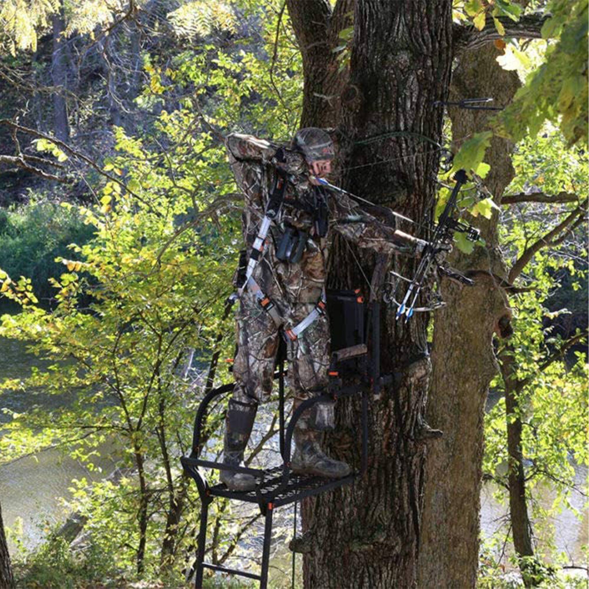 Alt View 5. Big Game Treestands - Big Game Hunter HD 1.5 Deer Hunting Ladder Climbing Tree Stand w/Extra Wide Seat - Black.