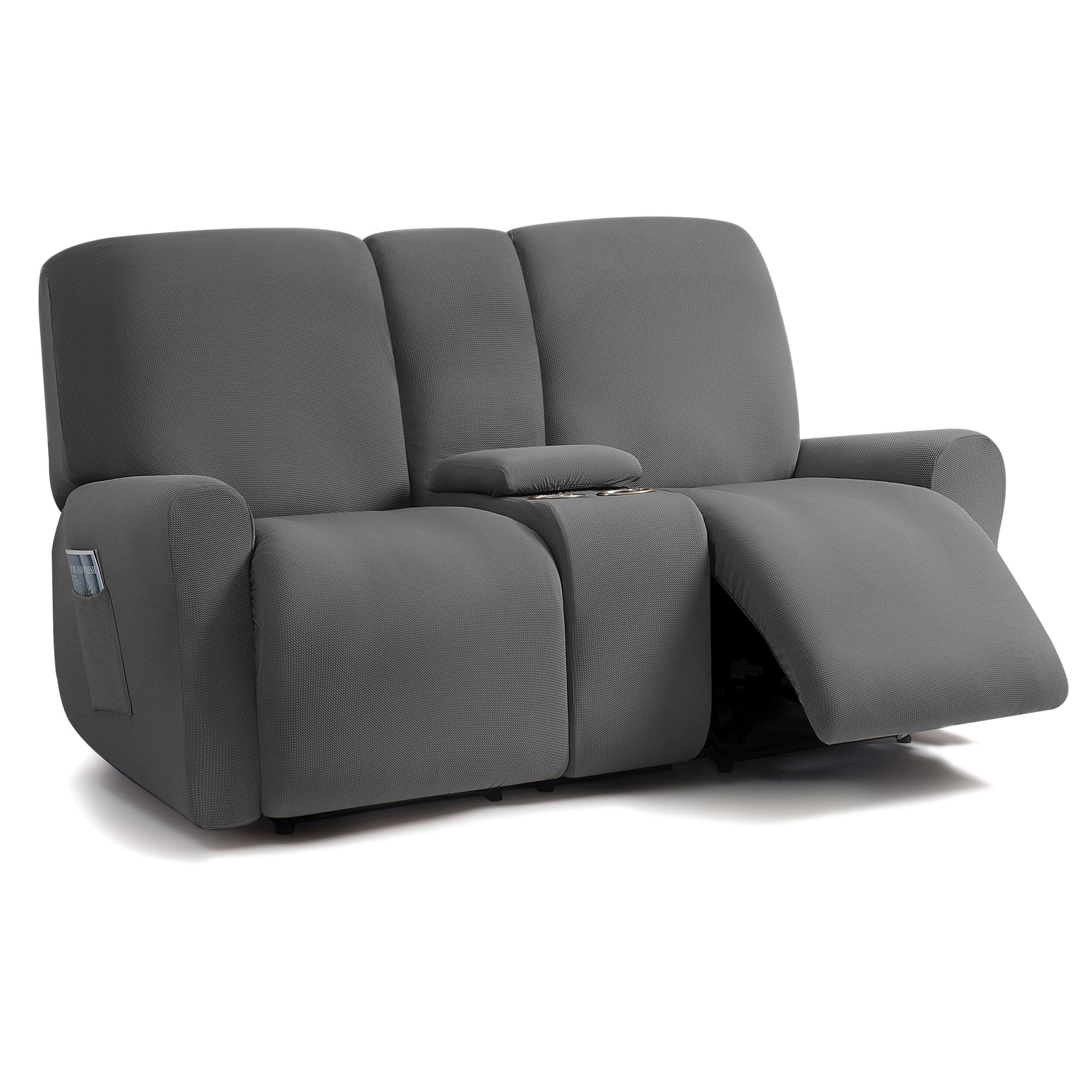 Dark Grey Loveseat With Console Recliner Cover