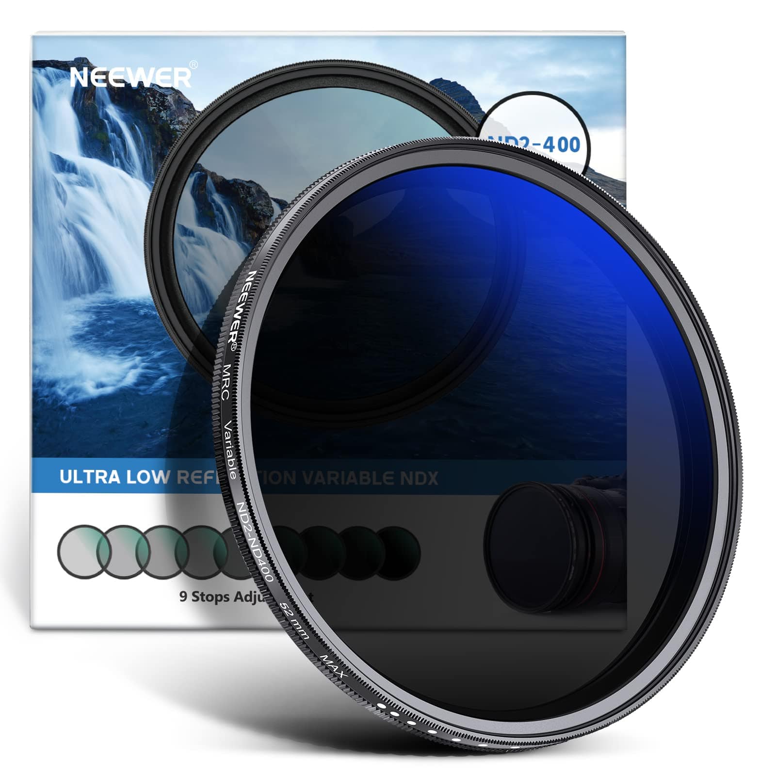Neewer - 52mm Variable ND Filter, ND2-ND400 (1-9 Stops), Multi-Coated